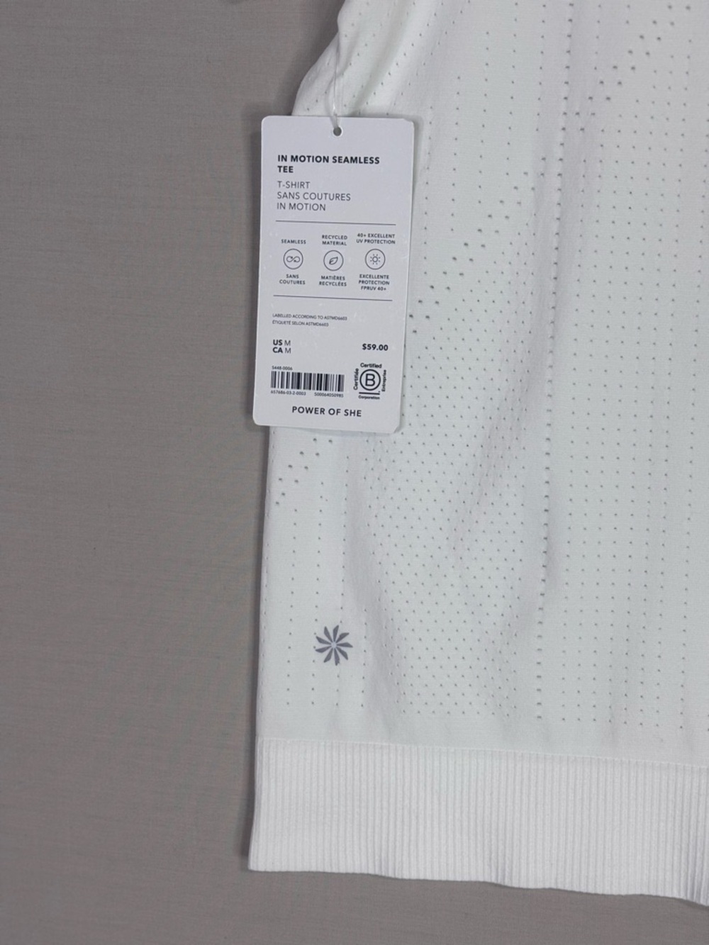 Athleta Seamless Performance Tee White NWT Breathable Athletic Top M - Picture 4 of 4